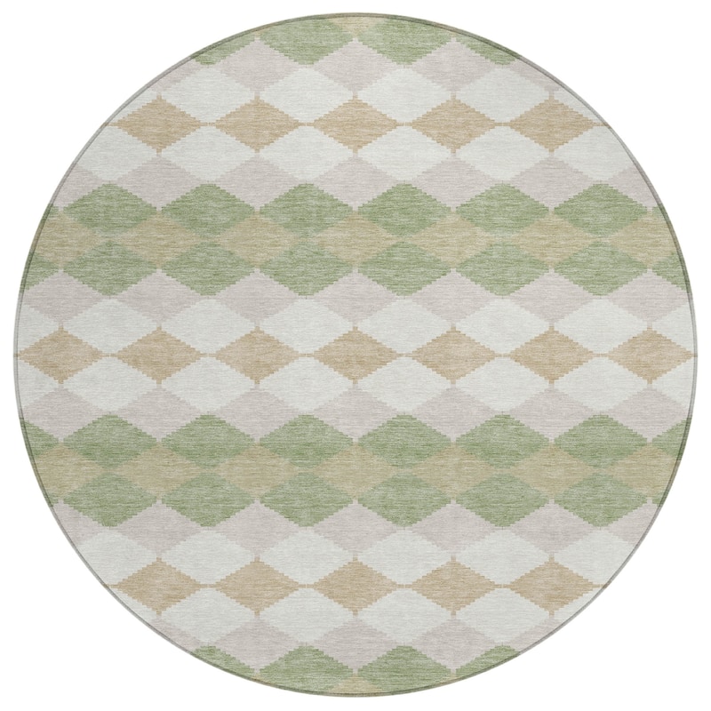 Machine Washable Indoor/ Outdoor Modern Mosaic Chantille Rug