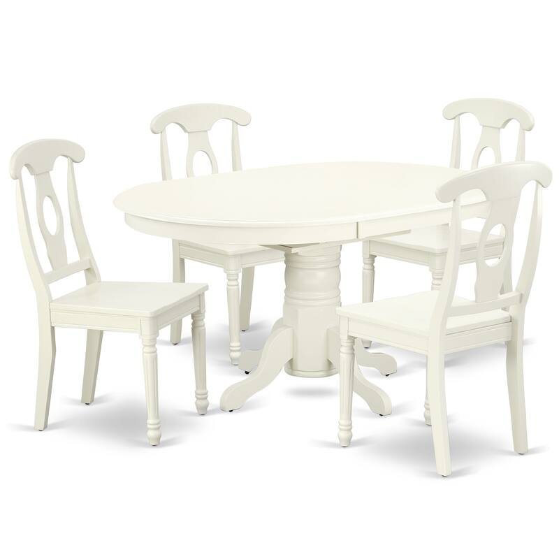 East West Furniture Dining Table Set Consist of an Oval Dining Room Table and Wood Seat Chairs, Linen White (Pieces Options)