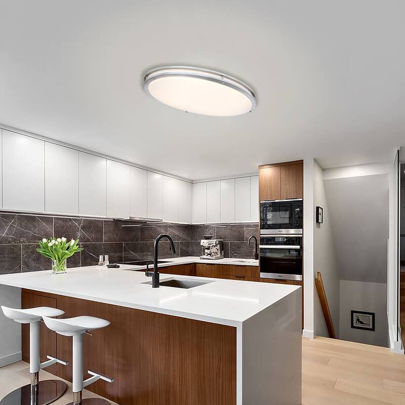 33-in Oval Brushed Nickle or Matte Black Finsh Led Flush Mount Light
