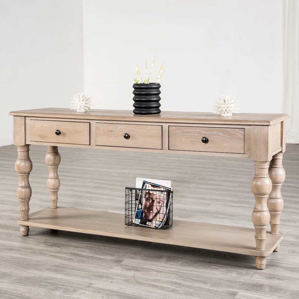 Furniture of America Trenden Modern Farmhouse Solid Wood 3-Drawer Sofa Table