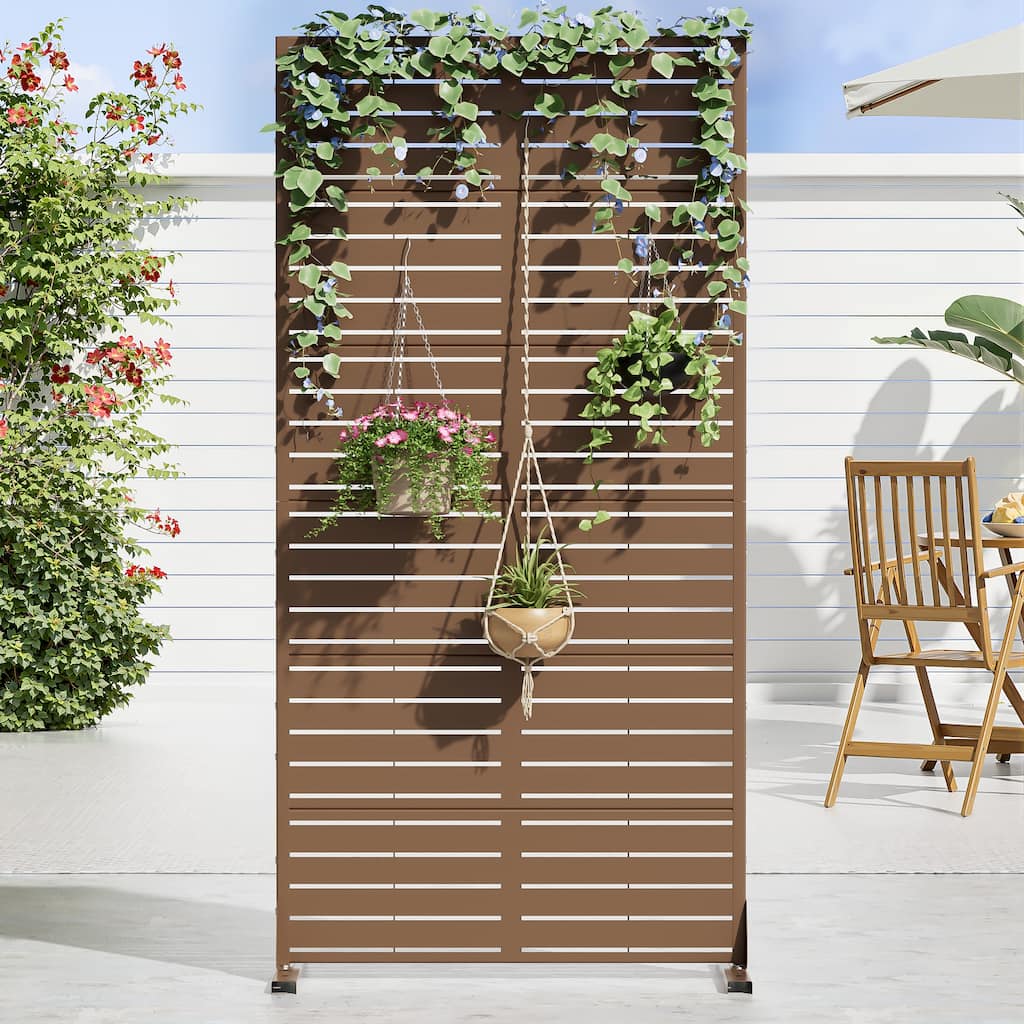 Dovelina 6ft.Outdoor Freestanding Metal Privacy Screen Decorative Garden Fence - 72"x35"