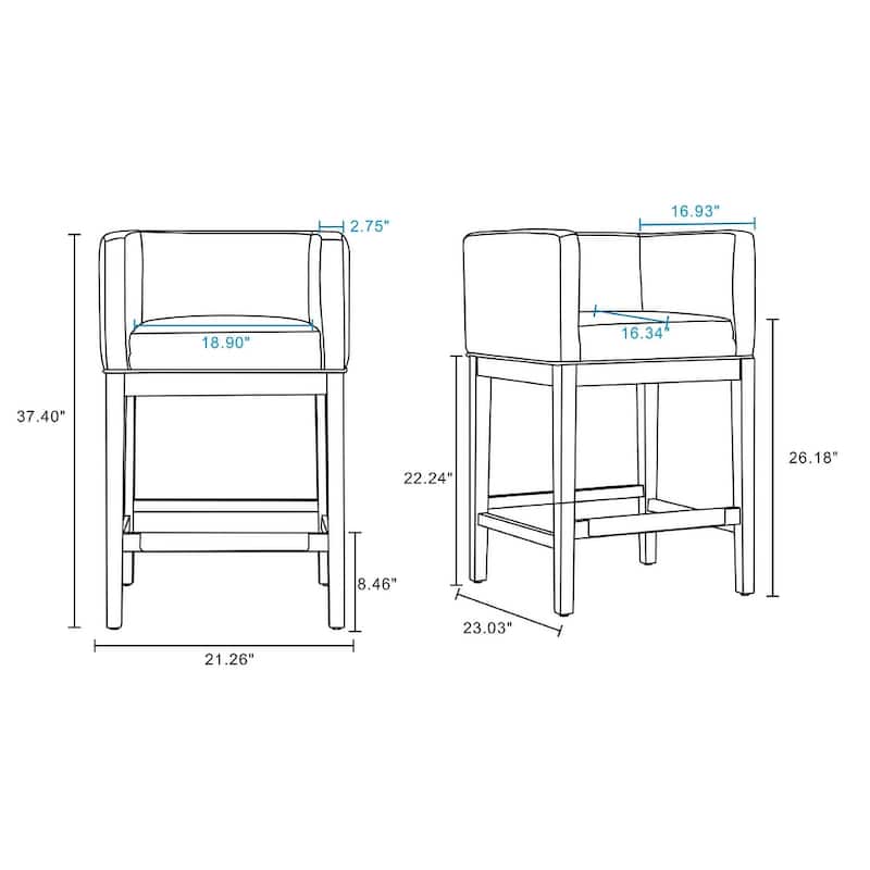 Manhattan Comfort Kingsley Dark Walnut Wood Counter Height Bar Stool