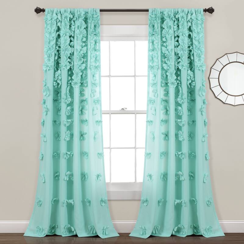 Silver Orchid Turpin Single Window Curtain Panel - 54"Wx84"L - Aqua