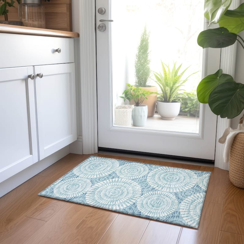 Machine Washable Indoor/ Outdoor Chantille Modern Burst Rug