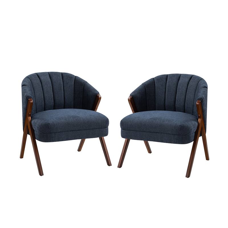 Vivian Mid-century Barrel Chair with a Scalloped Back Set of 2 by HULALA HOME