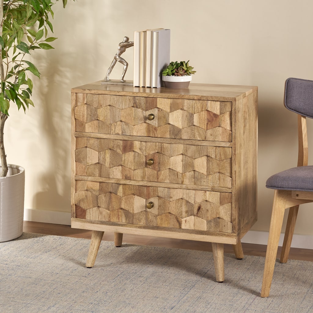 Latona Mid-Century Modern Handcrafted Mango Wood 3 Drawer Chest by Christopher Knight Home