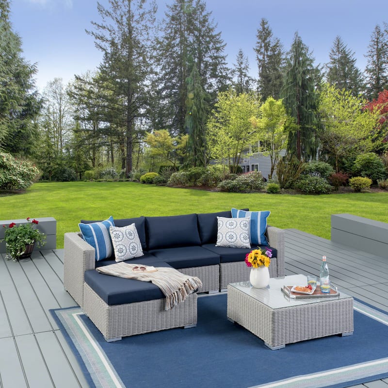 Santa Rosa Outdoor 5-piece Wicker Seating Sectional Set with Cushions by Christopher Knight Home
