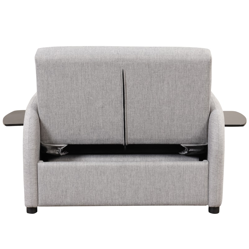 Roomfitters 3-in-1 Pull-Out Sofa Sleeper with 2-Wing Table USB Charging Port for Living Room Recreation Room