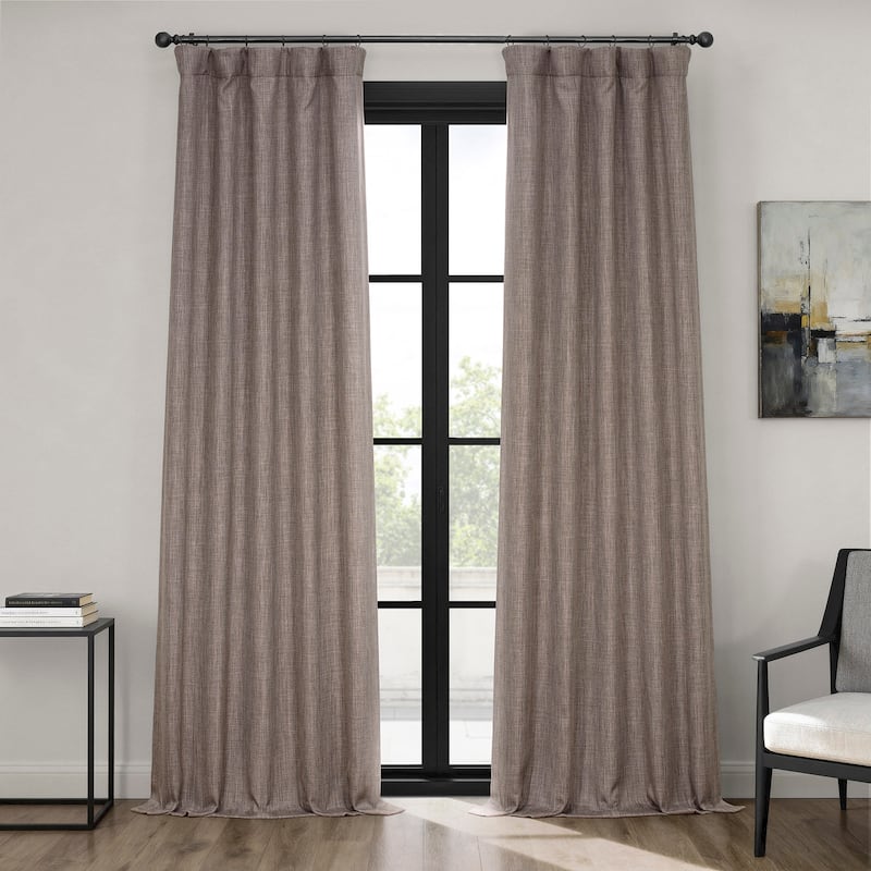 Exclusive Fabrics Textured Faux Linen Room Darkening Curtains for Bedroom & Living Room Curtains (1 Panel) - 50 X 84 - Mink