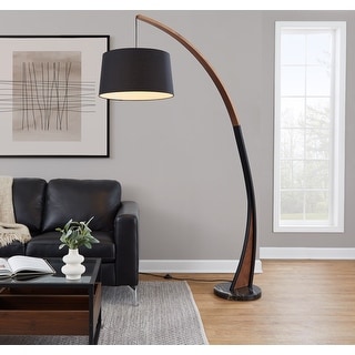 Carson Carrington Farrah Walnut Wood & Marble Floor Lamp
