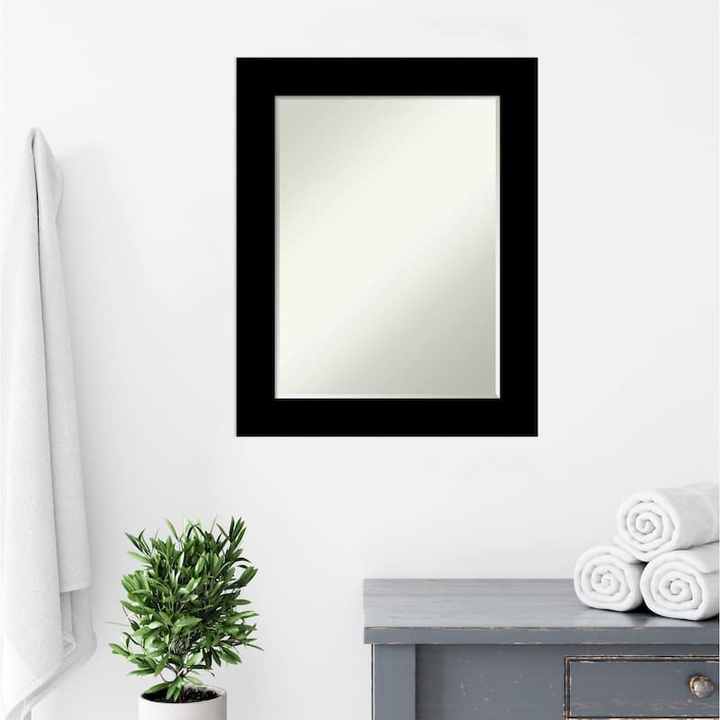 Basic Half-Inch-Bevel Wood Framed Bathroom Vanity Wall Mirror - Glass Size 18x24