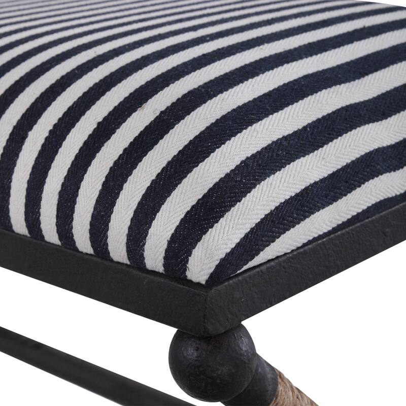Uttermost Braddock 48" Wide Iron Framed Sailor Stripe Upholstered - Navy