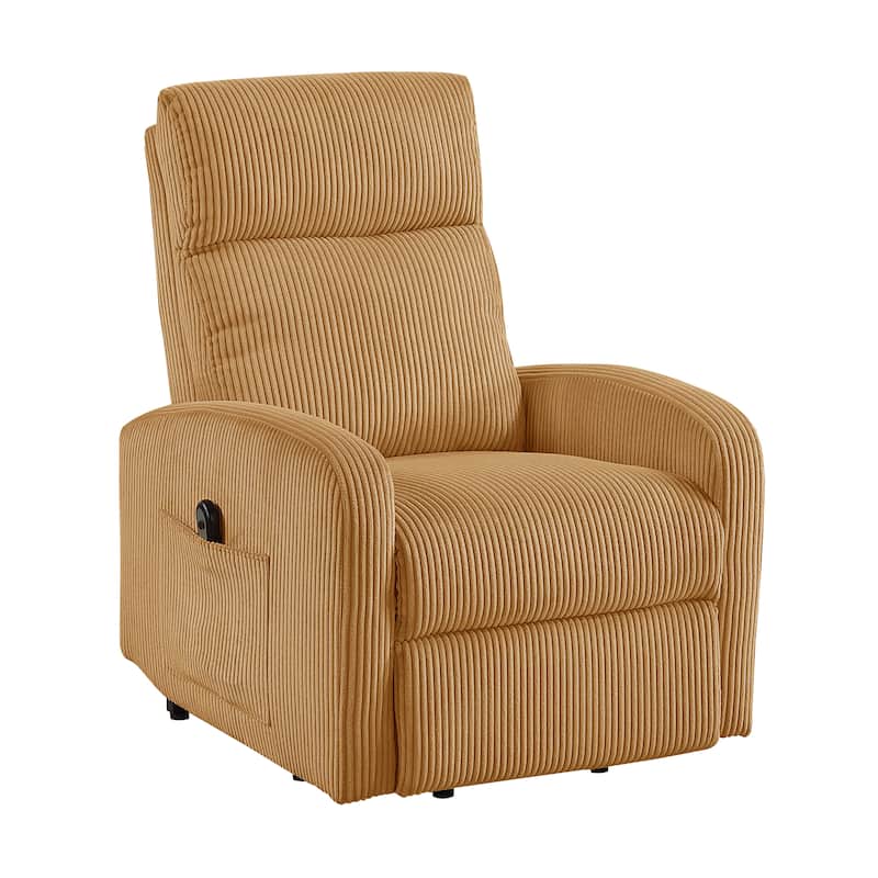 Covelo Corduroy Reclining Chair - Yellow (Power Lift)