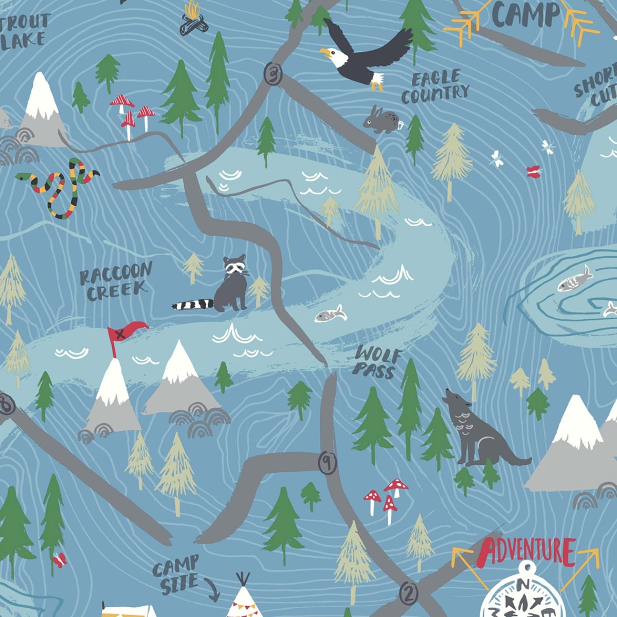 Seabrook Designs Campground Unpasted Wallpaper