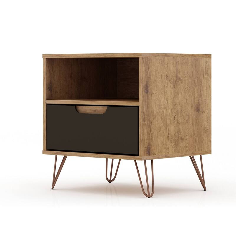 Manhattan Comfort Rockefeller 1-Drawer Nightstand (Set of 2)