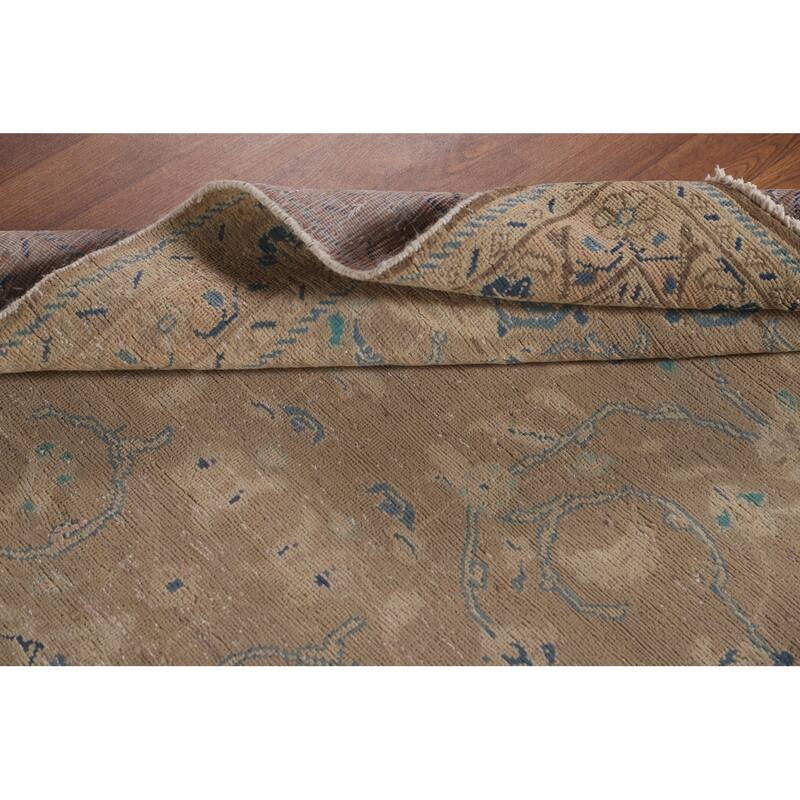 Distressed Mahal Persian Vintage Runner Rug Handmade Wool Carpet - 3'10" x 10'3"