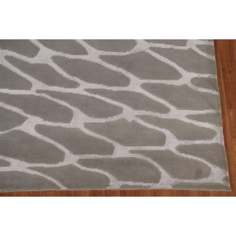 All-Over Modern Indian Area Rug Handmade Wool Carpet - 9'1"x 11'7"