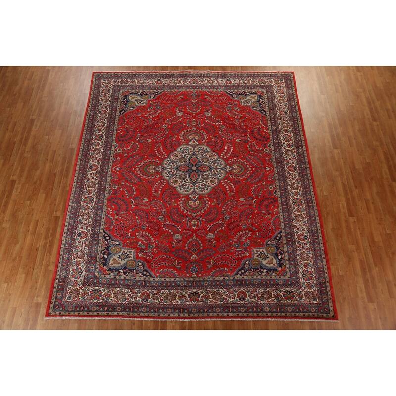 Vintage Vegetable Dye Lilian Persian Area Rug Hand-knotted Wool Carpet - 10'2" x 11'9"