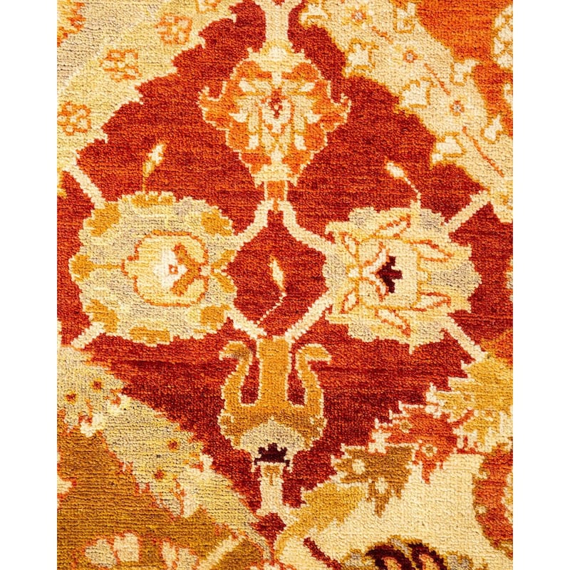 Overton Hand Knotted Wool Vintage Inspired Traditional Ottoman Yellow Area Rug - 3' 2" x 5' 4"