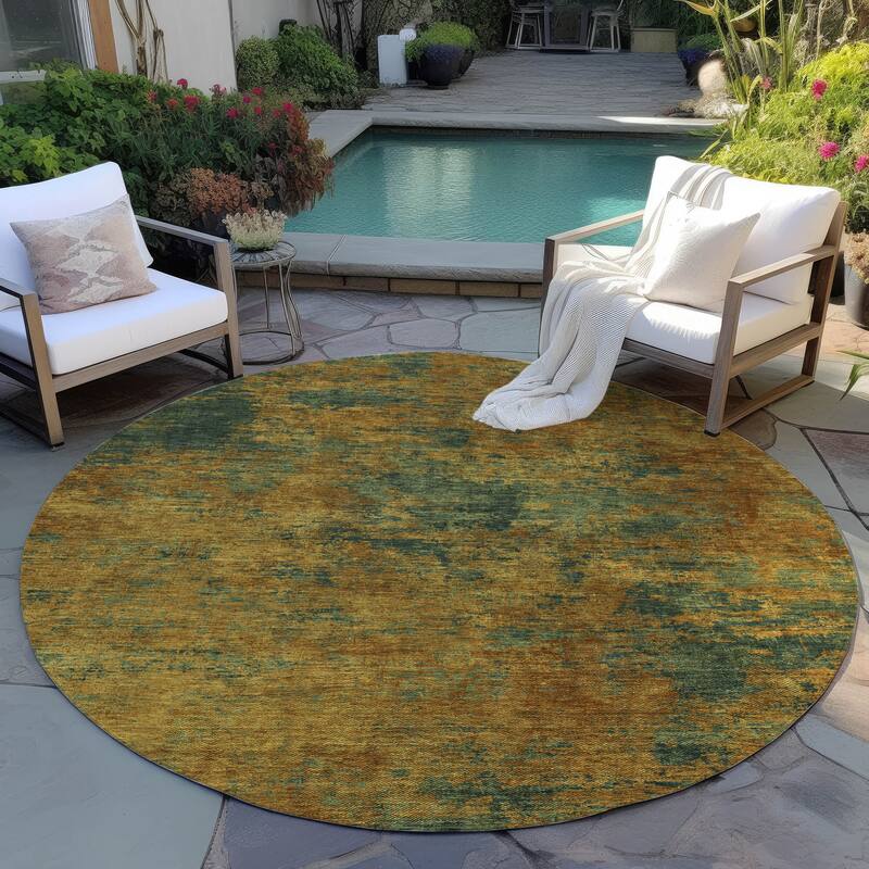 Machine Washable Indoor/ Outdoor Abstract Ombre Chantille Rug