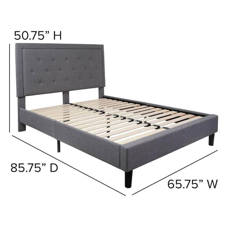Panel Tufted Upholstered Platform Bed