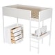 preview thumbnail 19 of 84, Modern Teddy Fleece Loft Bed with Storage Shelf, Drawers & Desk, Multi-Functional Wood Loft Bed Frame w/Soft Padding
