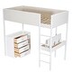 preview thumbnail 24 of 58, Modern Twin Size Loft Bed With Storage Shelf,Drawers and Convertible Desk,Soft Padding
