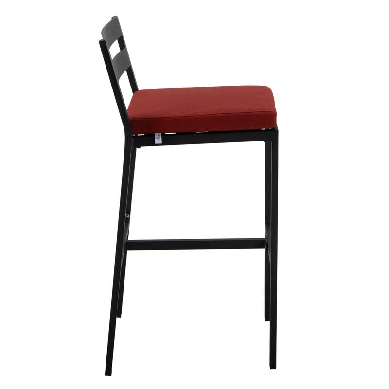 Patio Bar Stool in Powder-Coated Aluminum Frame with Removable Cushion Set of 4