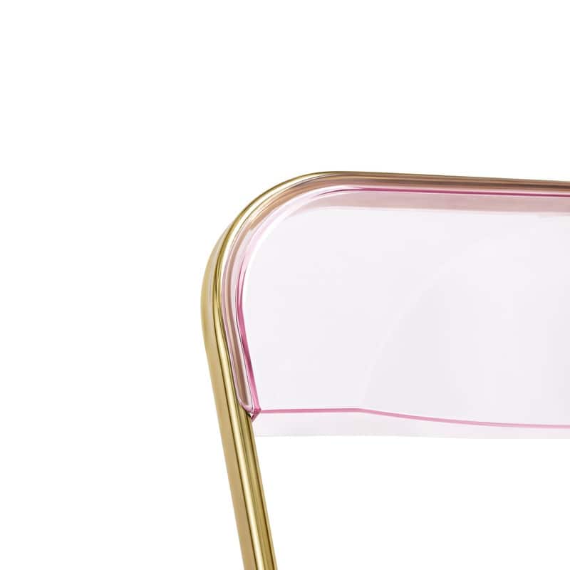 Lawrence Modern Foldable Transparent Acrylic Gold Chrome Folding Chair for Multipurpose Spaces Set of 2 - 30"