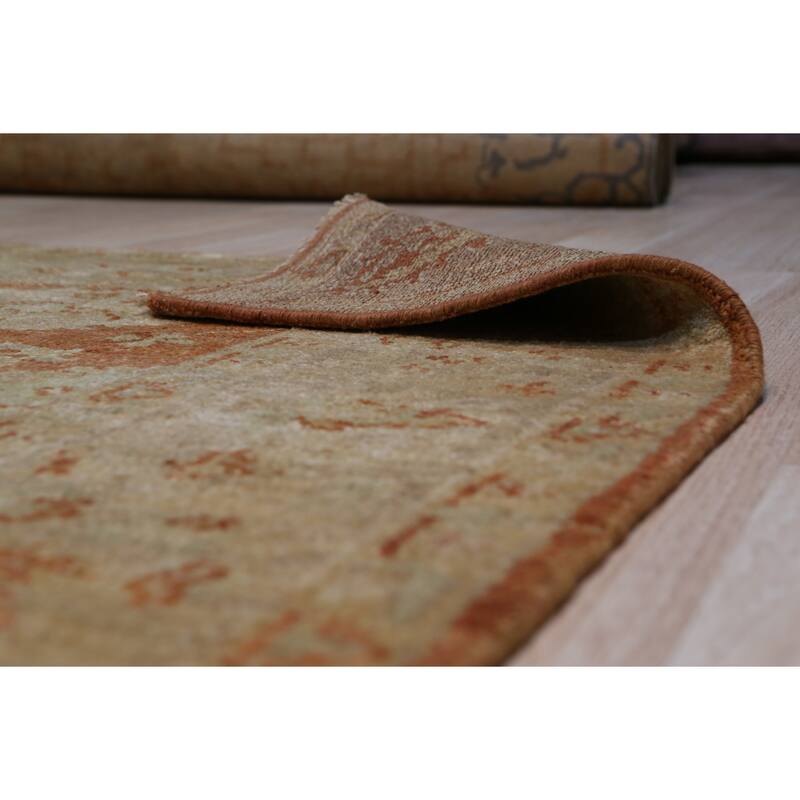 Red Handmade Wool Transitional Rug 10' x 10' - Hand Knotted Natural Dyes Soft Pile Cotton Foundation - N/A