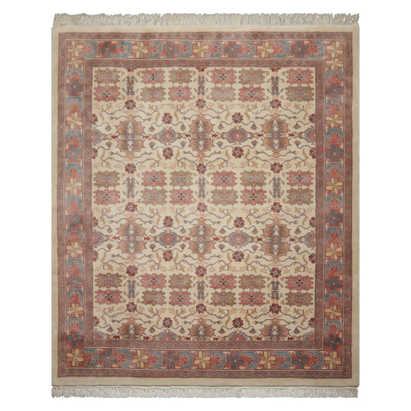 8x10 Hand Knotted Wool Ivory Jahan Old Plush Pile Pande Cameron Rug - 8' x 10'