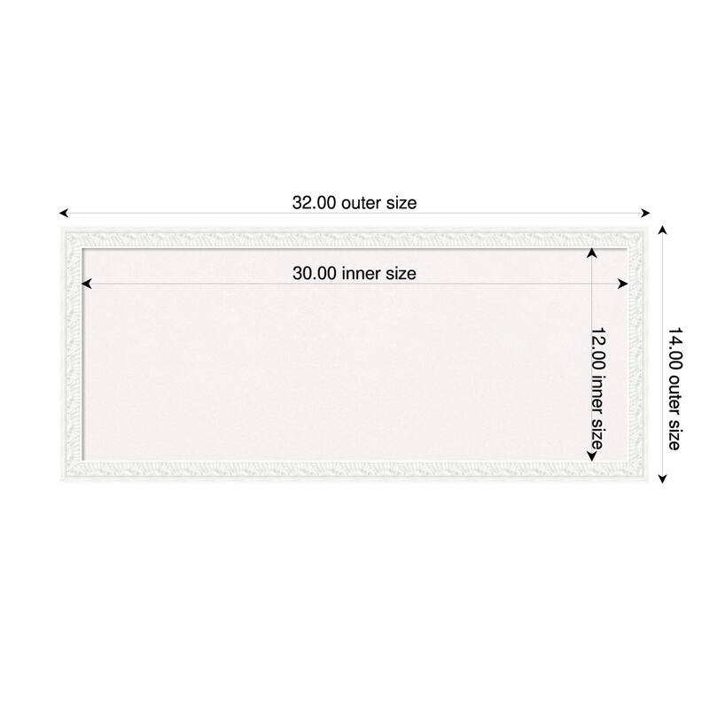 Bethany White Wood Framed Cork Board - Bulletin Board, Organization Board, Pin Board - White - 32 x 14 in