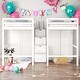 preview thumbnail 1 of 11, Double Twin Loft Beds with Wardrobes and Staircase, White White