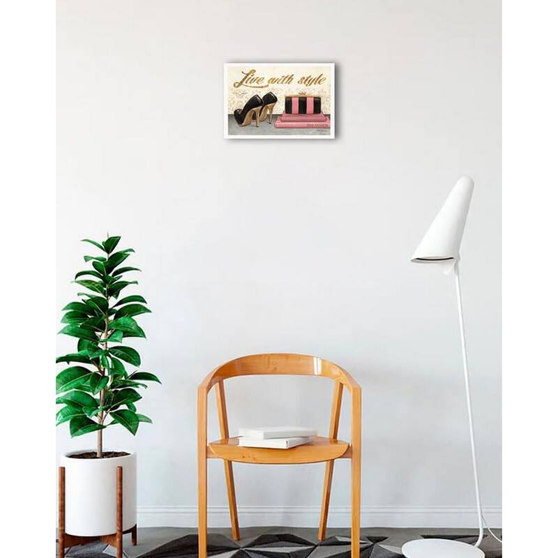 Shoe Fetish Live With Style Framed Poster - 12 x 18 Inch - White