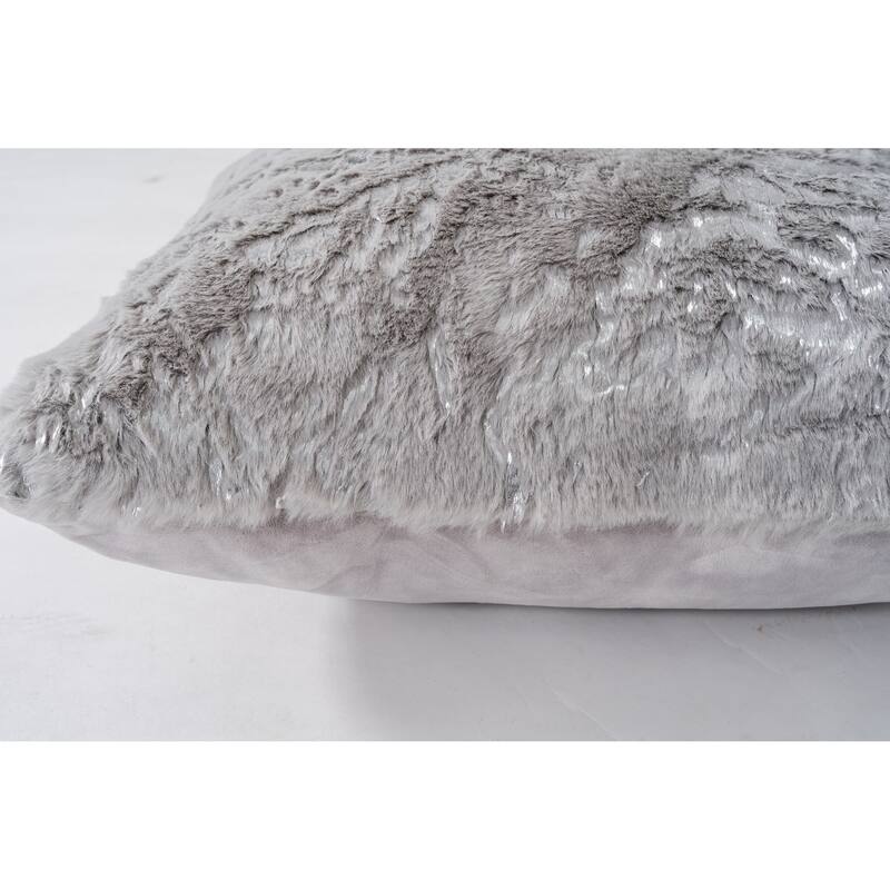 Chryso Collection Faux Fur Pillow with Foil Accents