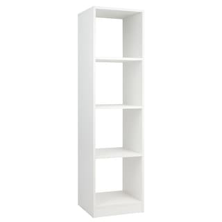 White Engineered Wood Space-Saving Narrow 5-Tier White Bookcase with 4 Cubes Storage Shelf - 15" x 13" x 56" (L x W x H)