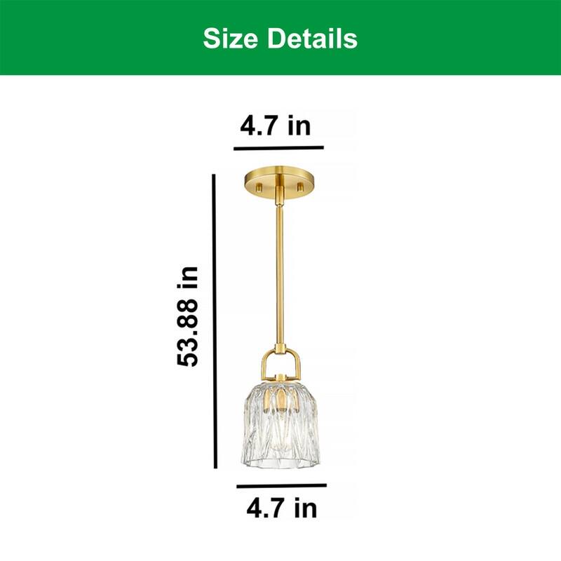 5” Kitchen light brushed gold pendant light glass, metal island lights