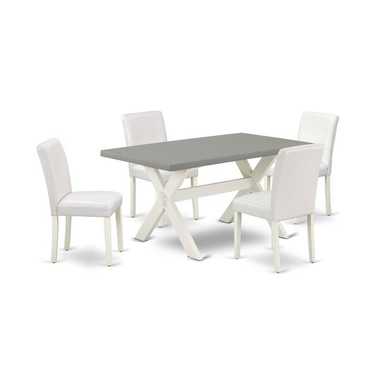 HomeStock 5-Pc Natural Oak Finish Solid Wood Top Dining table with 4 Chairs