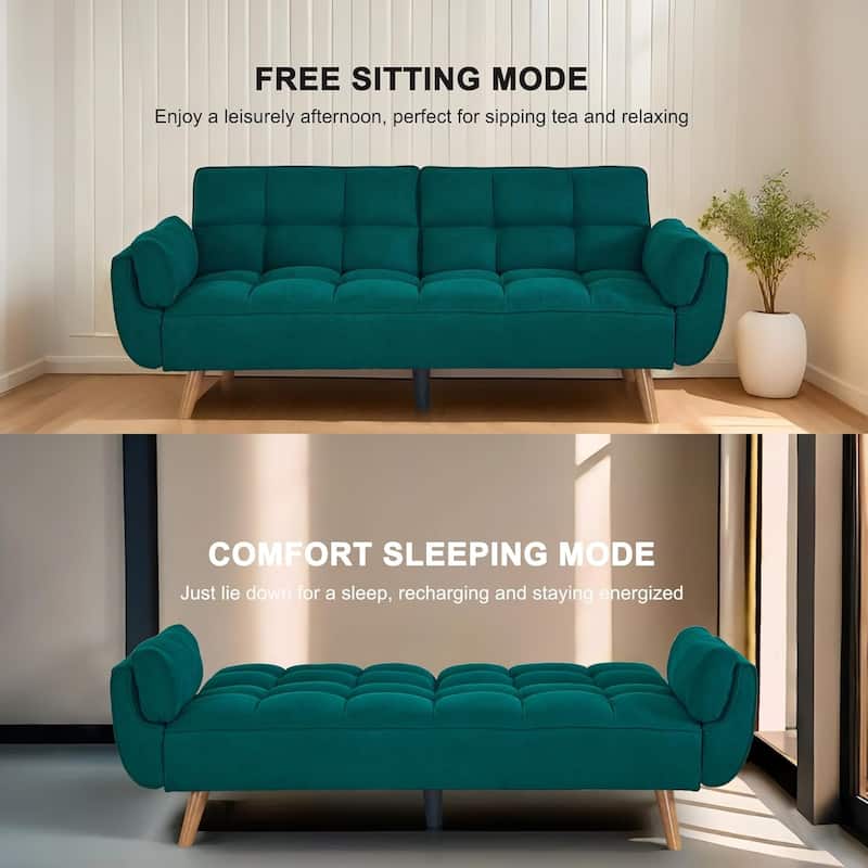 75″ Convertible Futon Sofa Bed, Small Futon Couch with Adjustable Backrest, Sleeper Sofa Couches for Small Living Room, Office