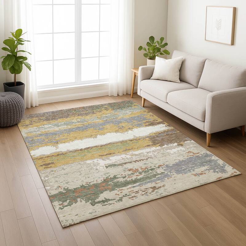 Machine Washable Indoor/ Outdoor Modern Buena Chantille Rug