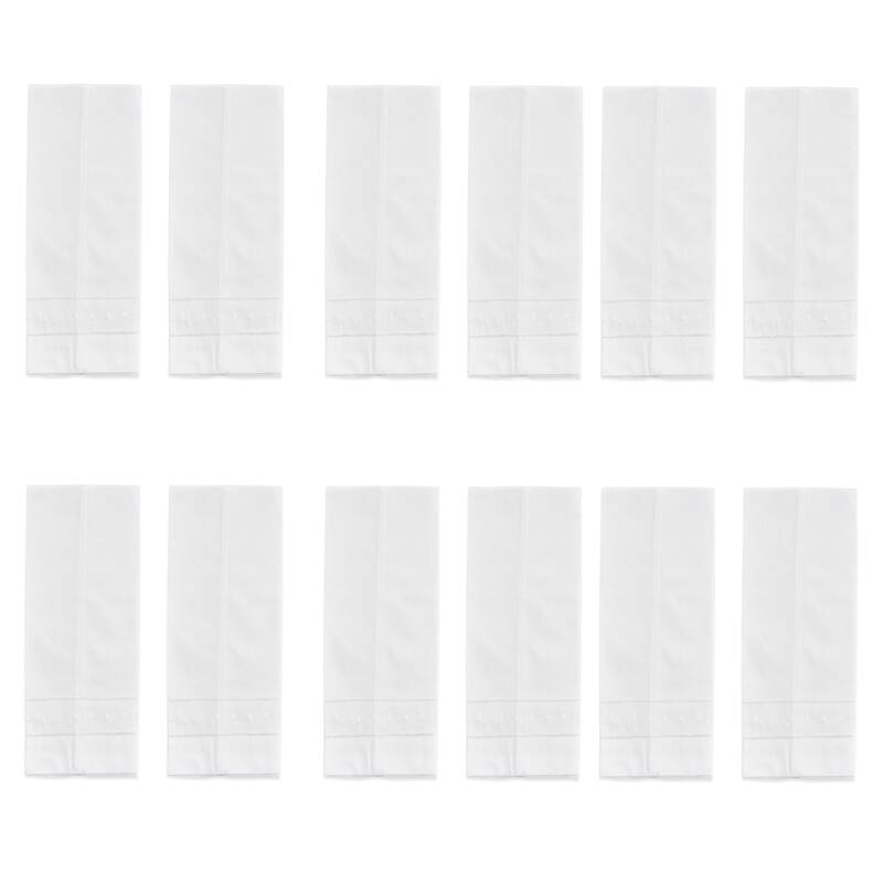 Classic Swiss Dot Hemstitched Linen Blend Guest Towel - Set of 12 pcs - 14"x22"