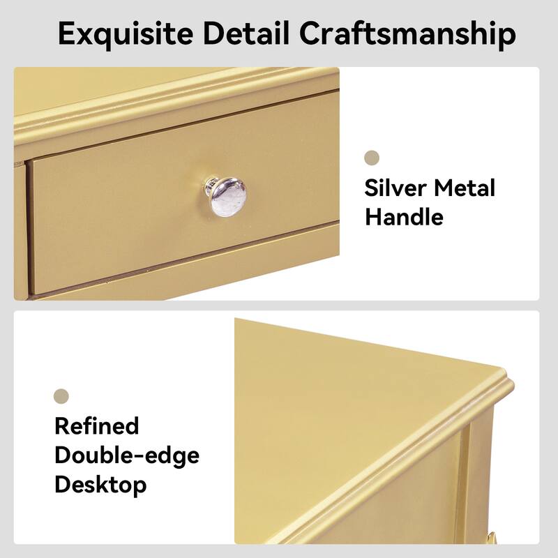 3-Drawer Makeup Vanity Table and Oval Mirror Set for Bedroom