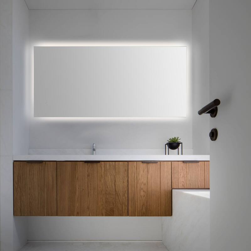 Soraya Rectangular Frameless Anti-Fog Aluminum Back-lit Tri-color LED Bathroom Vanity Mirror with Smart Touch Control