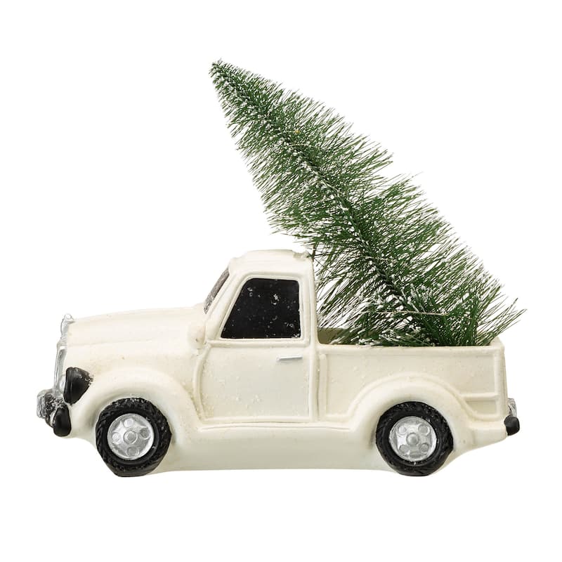 Glitzhome LED Lighted Red Truck Christmas Table Decor - 11"l*5.2"w*6"h