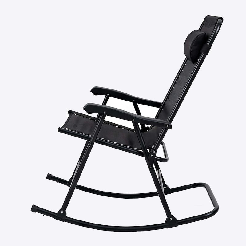 Patio Set of 2 Folding Leisure Rocking Chair Set, Durable Weather-Resistant Construction