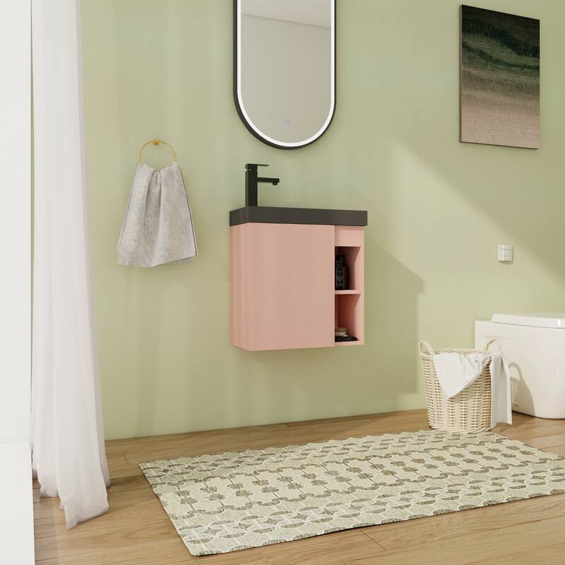 20" Floating Bathroom Vanity with Sink, Mini Wall Mounted Bathroom Vanity with Soft Close Door