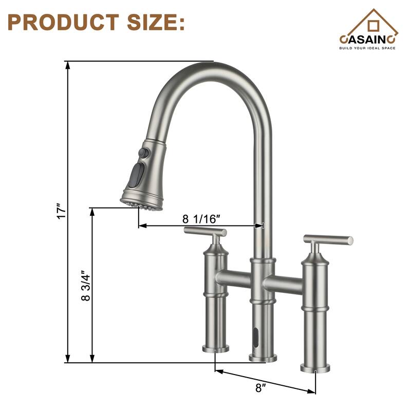 Double Handle Pull-Out Sprayer Bridge Kitchen Faucet