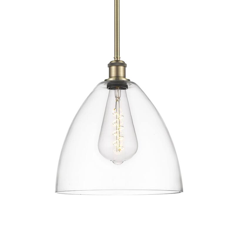 Innovations Lighting 516-1S-13-12 Bristol Pendant Bristol 12" Wide - Antique Brass / Clear
