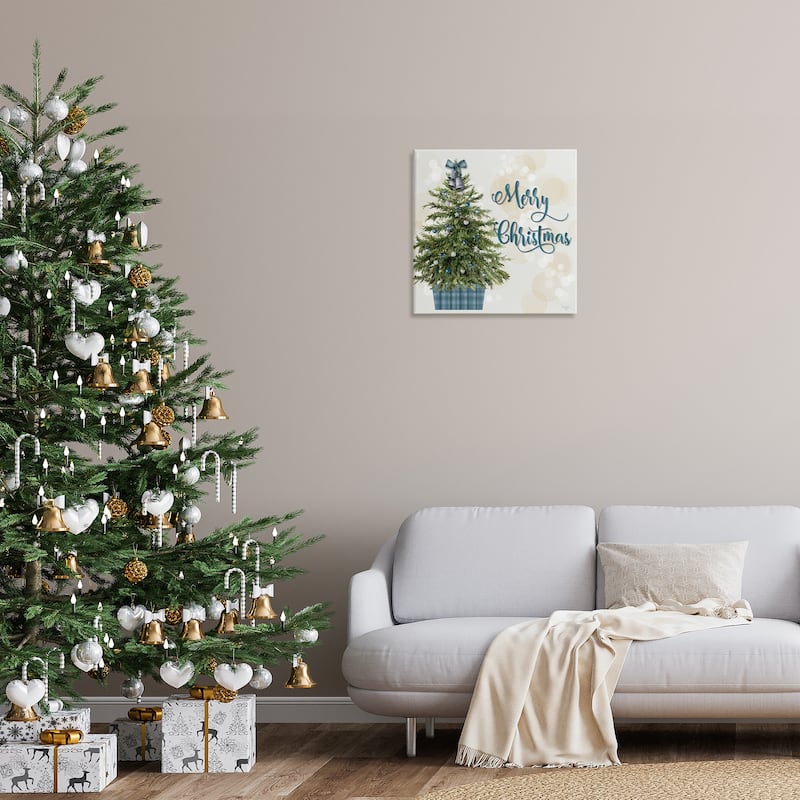 Stupell Christmas Tree in Plaid Stand Canvas Wall Art Design By Mollie B.