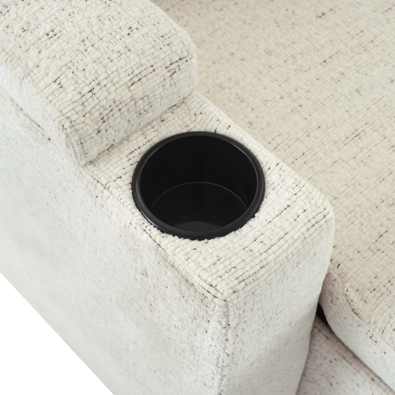 109.9" Chenille U-Shaped Sectional Sofa with Sofa Bed, Built-in Storage, Cup Holders and Charging Ports
